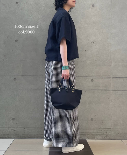 INSL26301 60s LINEN PLAIN OPEN COLLAR SHIRTS