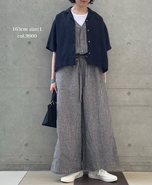 INSL26301 60s LINEN PLAIN OPEN COLLAR SHIRTS