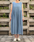 INMDS26063 HANDWOVEN COTTON STRIPE INVERTED PLEAT NO/SL PULLOVER DRESS