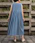 INMDS26063 HANDWOVEN COTTON STRIPE INVERTED PLEAT NO/SL PULLOVER DRESS