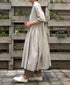 INMDS26064 HANDWOVEN COTTON STRIPE REGULAR COLLAR SHIRTS DRESS WITH RAJASTHAN GATHER