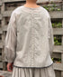 INMDS26062 HANDWOVEN COTTON STRIPE BACK OPENING CREW NECK SHIRTS