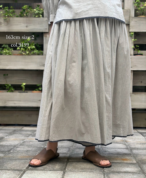 INMDS26065 HANDWOVEN COTTON STRIPE CULOTTES WITH MINI PINTUCK
