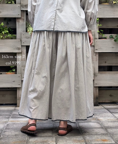 INMDS26065 HANDWOVEN COTTON STRIPE CULOTTES WITH MINI PINTUCK
