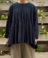 INMDS26052 HANDWOVEN COTTON HAKEME CREW NECK 3/4SL SHIRTS WITH RANDOM PLEATS
