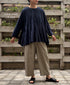 INMDS26052 HANDWOVEN COTTON HAKEME CREW NECK 3/4SL SHIRTS WITH RANDOM PLEATS