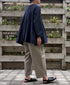 INMDS26052 HANDWOVEN COTTON HAKEME CREW NECK 3/4SL SHIRTS WITH RANDOM PLEATS