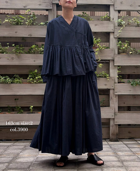 INMDS26055 HANDWOVEN COTTON HAKEME PINTUCK FLARED SKIRT