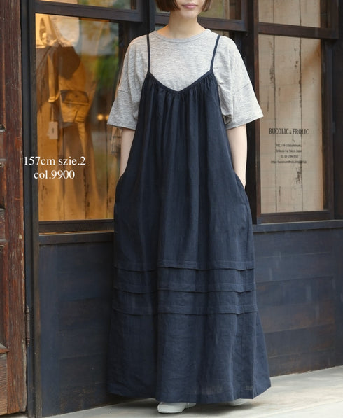 INSL26302 60s LINEN PLAIN TWO WAY CAMISOLE DERSS