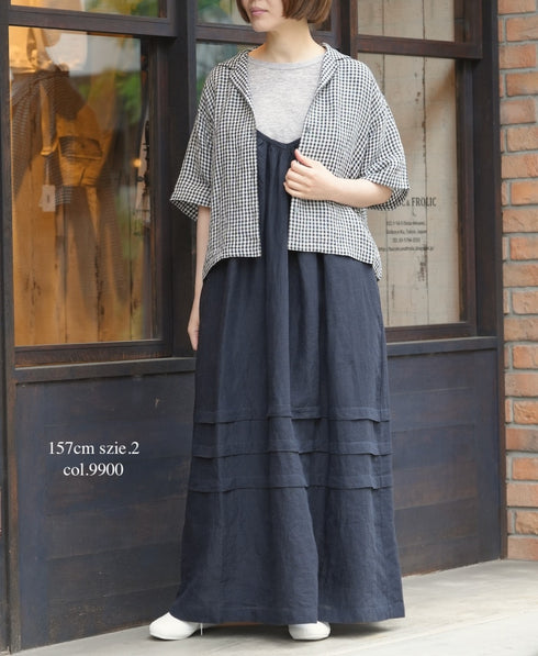 INSL26302 60s LINEN PLAIN TWO WAY CAMISOLE DERSS