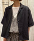 INSL26301 60s LINEN PLAIN OPEN COLLAR SHIRTS