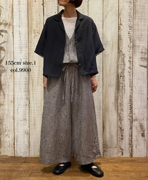 INSL26301 60s LINEN PLAIN OPEN COLLAR SHIRTS