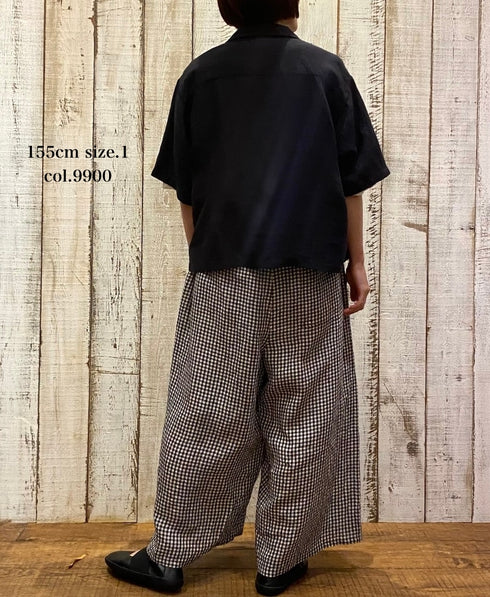 INSL26301 60s LINEN PLAIN OPEN COLLAR SHIRTS