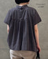 NSL26032 COTTON SLUB SMALL FLOWER PRINT BACK OPENING STAND COLLAR SHIRT
