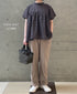 NSL26032 COTTON SLUB SMALL FLOWER PRINT BACK OPENING STAND COLLAR SHIRT