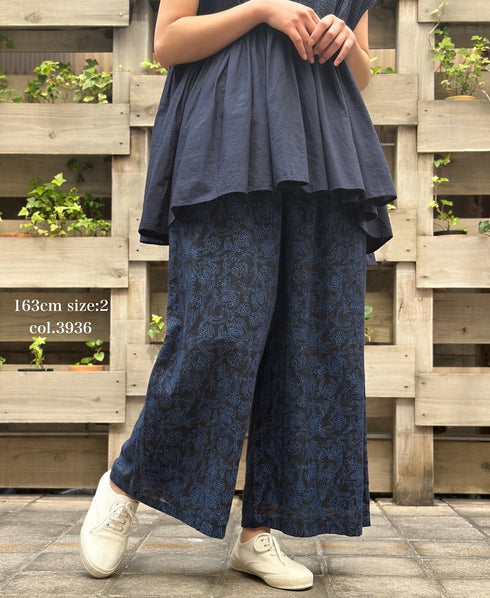 INMDS26095 POWER LOOM COTTON DOBIE CHECK FLOWER HAND SCREEN PRINT EASY PANTS