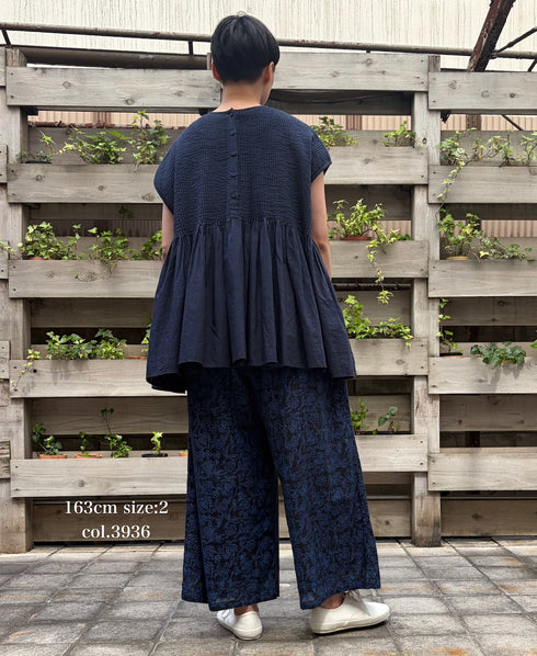 INMDS26095 POWER LOOM COTTON DOBIE CHECK FLOWER HAND SCREEN PRINT EASY PANTS