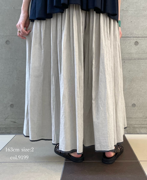INMDS26065 HANDWOVEN COTTON STRIPE CULOTTES WITH MINI PINTUCK