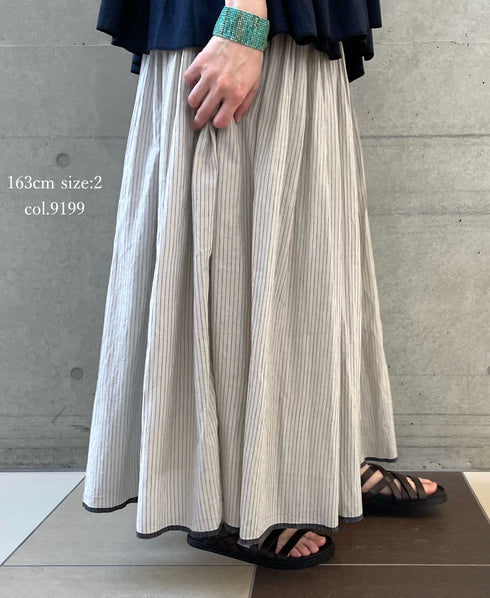 INMDS26065 HANDWOVEN COTTON STRIPE CULOTTES WITH MINI PINTUCK