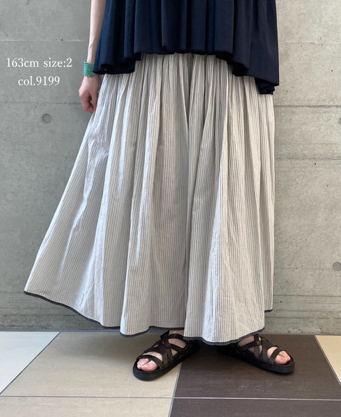 INMDS26065 HANDWOVEN COTTON STRIPE CULOTTES WITH MINI PINTUCK