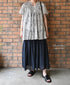 NSL26064 80s VOILE LEAF & FLOWER PRINT V-NECK FRENCH/SL TUNIC
