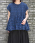 INMDS26096 POWER LOOM COTTON DOBIE CHECK FLOWER HAND SCREEN PRINT CREW-NECK FRENCH/SL SHIRTS