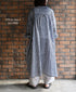 NSL26103 FANCY GINGHAM CHECK BANDED COLLAR GATHER SHIRT DRESS