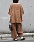 LNHT1713LC LINEN CHECK OVERDYE EASY PANTS