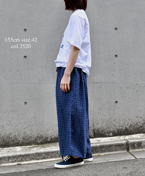 LNHT1713LC LINEN CHECK OVERDYE EASY PANTS