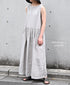 NAM1633LP LINEN PLAIN (OVERDYE) BOAT NECK NO/SL ONE-PIECE