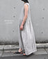 NAM1633LP LINEN PLAIN (OVERDYE) BOAT NECK NO/SL ONE-PIECE