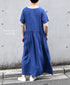 NAM1632LP LINEN PLAIN OVERDYE BOAT NECK S/SL ONE-PIECE