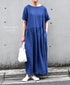 NAM1632LP LINEN PLAIN OVERDYE BOAT NECK S/SL ONE-PIECE