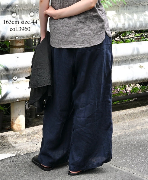 LNHT1713L LINEN PLAIN OVERDYE EASY PANTS
