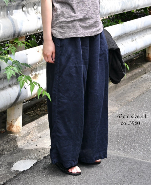 LNHT1713L LINEN PLAIN OVERDYE EASY PANTS