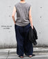 LNHT1713L LINEN PLAIN OVERDYE EASY PANTS