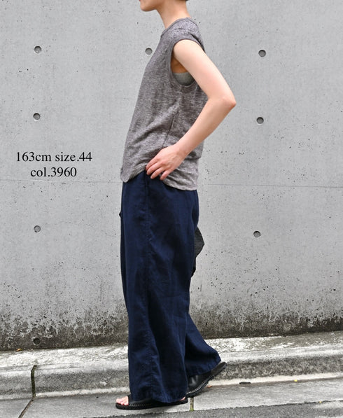 LNHT1713L LINEN PLAIN OVERDYE EASY PANTS