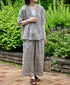 NSL26075 80s VOILE TWO TONE FLOWER PRINT WIDE EASY PANTS