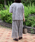 NSL26075 80s VOILE TWO TONE FLOWER PRINT WIDE EASY PANTS