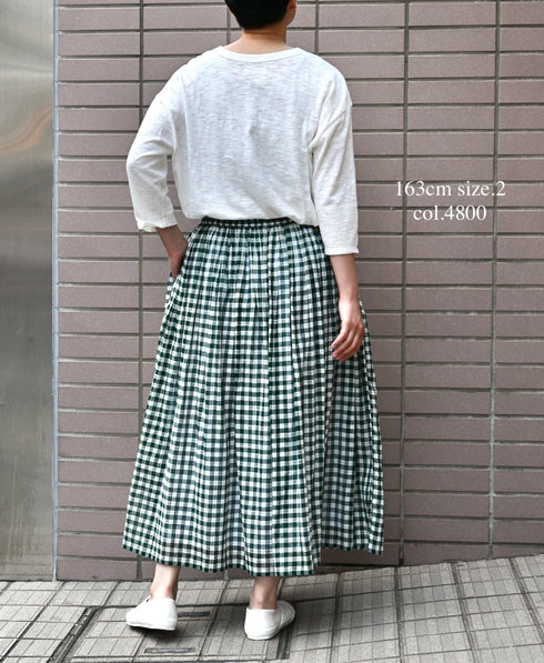 NSL26104 FANCY GINGHAM CHECK GATHERED SKIRT