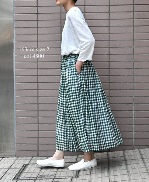 NSL26104 FANCY GINGHAM CHECK GATHERED SKIRT