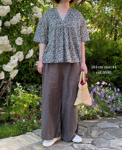 LNHT1713L LINEN PLAIN OVERDYE EASY PANTS