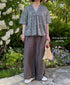 LNHT1713L LINEN PLAIN OVERDYE EASY PANTS