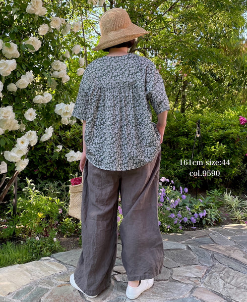 LNHT1713L LINEN PLAIN OVERDYE EASY PANTS