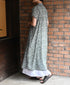 NSL26073 80s VOILE TWO TONE FLOWER PRINT BANDED COLLAR FRENCH/SL PINTUCK DRESS