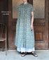 NSL26073 80s VOILE TWO TONE FLOWER PRINT BANDED COLLAR FRENCH/SL PINTUCK DRESS