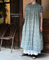 NSL26073 80s VOILE TWO TONE FLOWER PRINT BANDED COLLAR FRENCH/SL PINTUCK DRESS