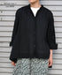 NSL26021 80s COTTON VOILE PLAIN BANDED COLLAR GATHERED SHIRT