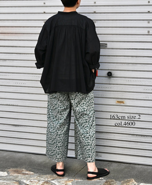 NSL26075 80s VOILE TWO TONE FLOWER PRINT WIDE EASY PANTS