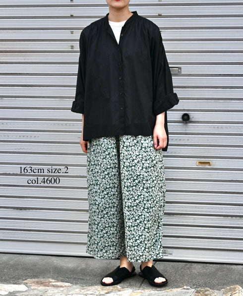 NSL26075 80s VOILE TWO TONE FLOWER PRINT WIDE EASY PANTS